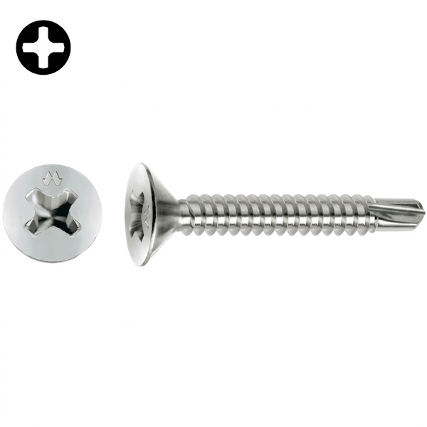 Mustad Vite DRILLEX Autoperforante Testa Svasata Piana (TSP) a Croce PH Zincata Bianca - MUSTAD